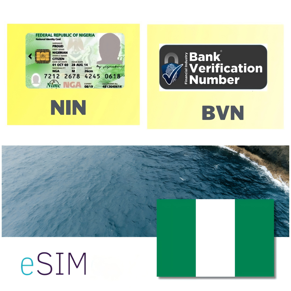 尼日利亚 ESIM,BVN,NIN (可以用来办理和认证尼区钱包,加密币交易所等)